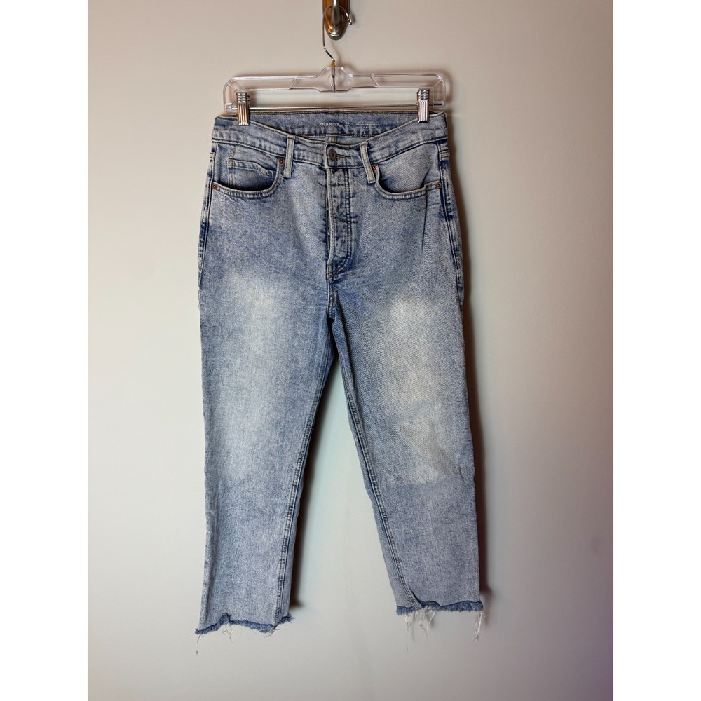 Old Navy Jeans Womens 10 Petite High‎ Rise Curvy Sky-High Straight Distressed